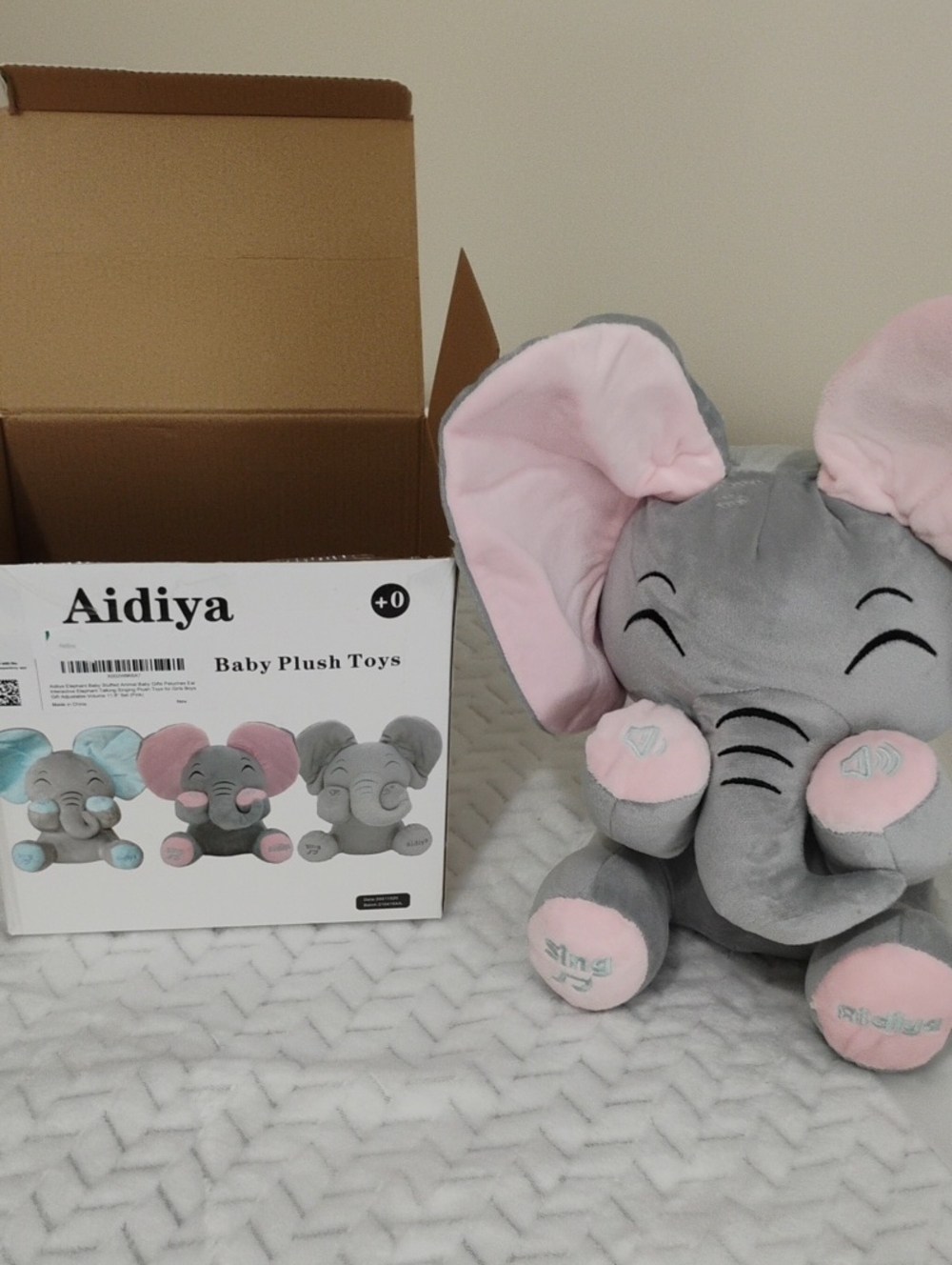 Gray and Pink Plush Elephant Stuffed Animal